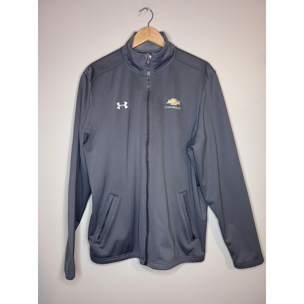 Under Armour Mens ColdGear Gray Full Zip Chevrolet Jacket Gray Large‎ Loose Fit